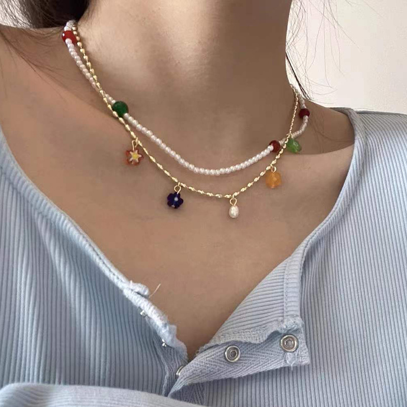 Summer agate necklace pearl