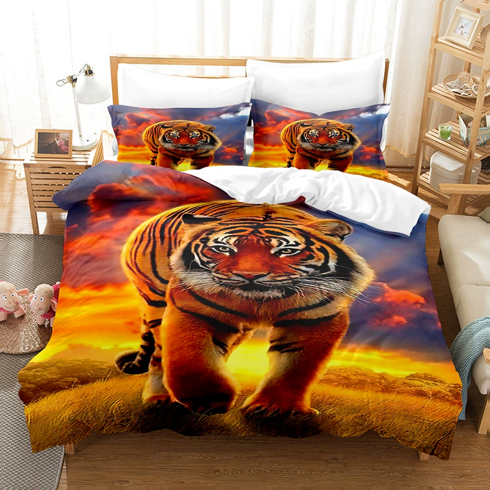 Постельное белье 3D, набор из 3 предмета, ярко печатное покрытие и наволочка, разные размеры (90×190–260×230)