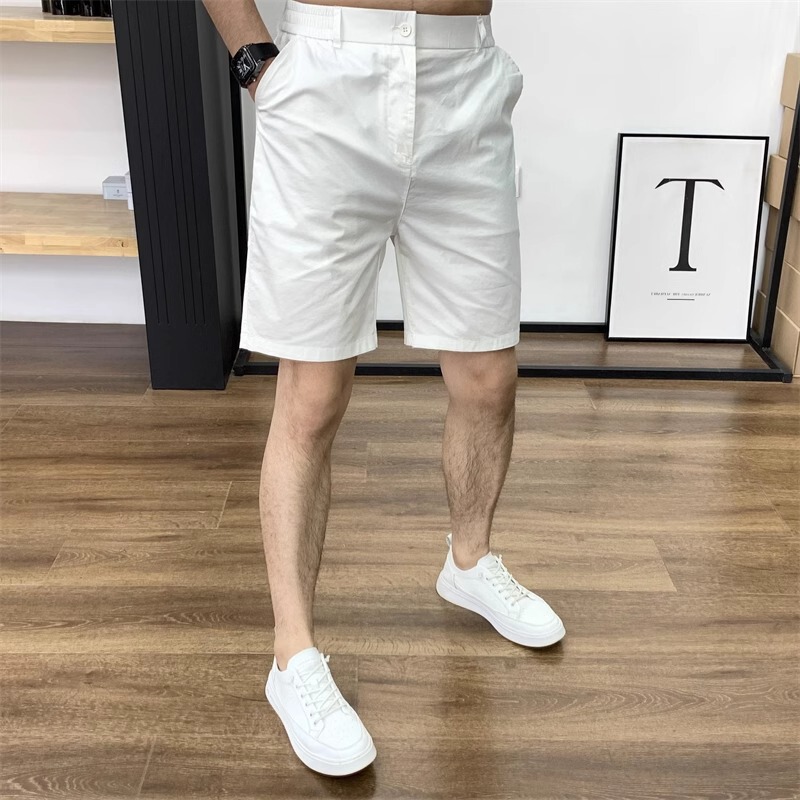 White Casual Shorts for Men, Summer Loose Fit, Pure Cotton, Five-Point Pants, Wrinkle-Free, Trendy, Versatile, Thin Style White Casual Shorts for Men, Summer Loose Fit, Pure Cotton, Five-Point Pants, Wrinkle-Free, Trendy, Versatile, Thin Style
