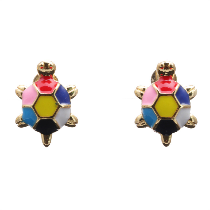 Pendientes de joyería populares transfronterizos europeos y americanos pendientes de tortuga animal de goteo colorido pendientes de mujer pendientes lindos simples
