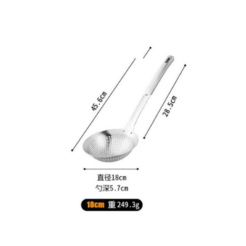 304 de acero inoxidable gran colador engrosado mango largo fideos cuchara olla caliente picante caliente frito drenaje grueso agujero cuadrado mango colador