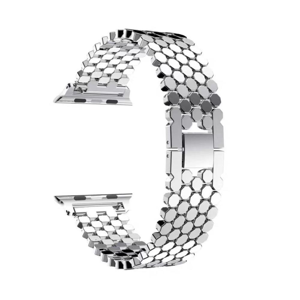Adecuado para Apple iwatch8 patrón de escala de pescado pulsera de metal Apple Watch7654SE pulsera de acero de cadena de panal