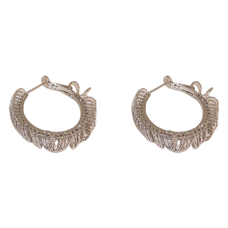 S925 aguja de plata Corea del Sur círculo borla personalidad la moda luz temperamento lujo nicho diseño avanzado Anillo del oído pendientes