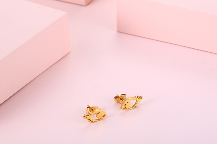 fashion golden eye titanium steel clavicle chain earrings set wholesale Nihaojewelry