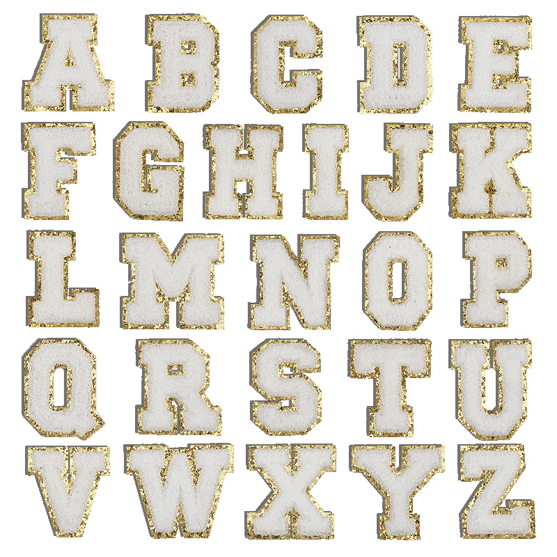 white 26 letter jacket embroidery Patches sticker ironing
