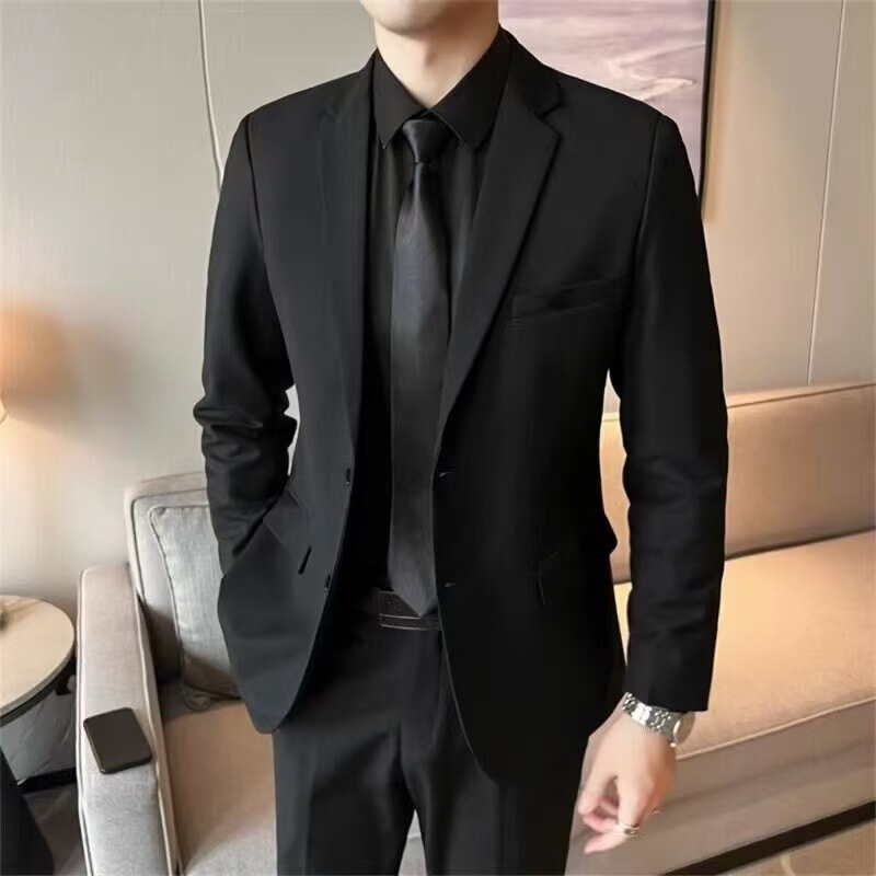 Cangshi Yishue Business Casual Suit Jacket Men's 2024 Spring and Autumn Slim-fit Ruppish Handsome High-class Black Small Suit