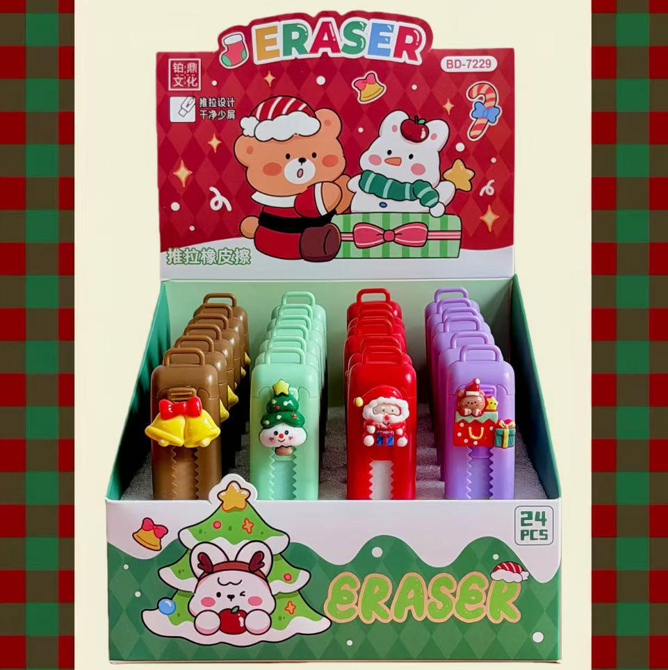 Papelería de Navidad debe ser un bolígrafo de goma de dibujos animados de alto valor creativo para regalos de Santa Claus