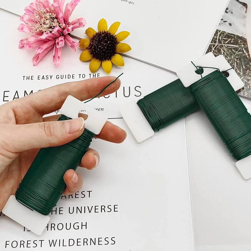 Green Painted Wire DIY Handmade Thin Iron Wire Christmas Bouquet Binding Colorful Metal Gardening Binding Wire Sub-Wire