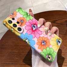外贸爆款彩色花朵眼睛适用三星s24/s25ultra手机壳防摔s23菲林s22