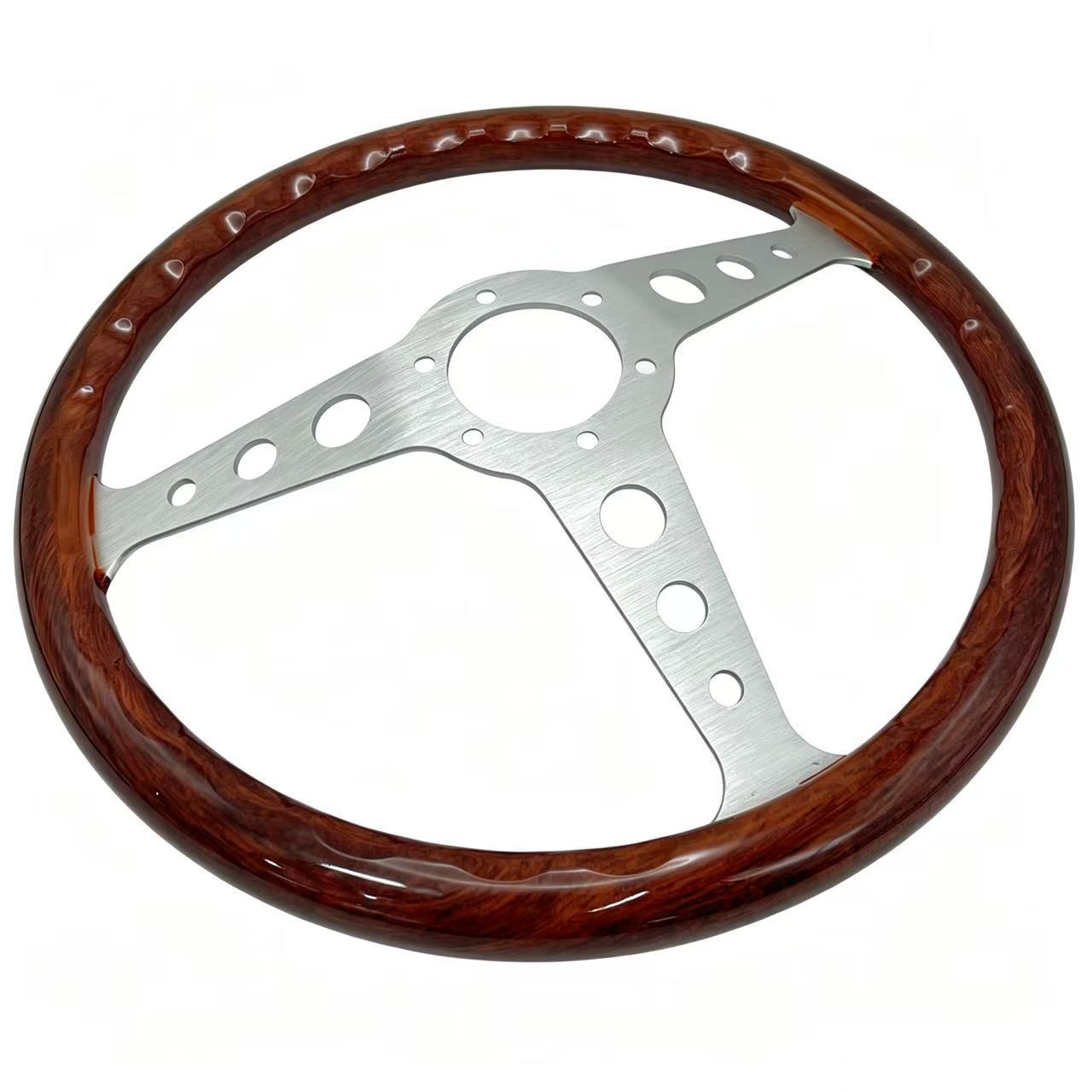 Momo Classic Retro Peach Wood Steering Wheel Modified for Competitive Racing, Universal 14inch Steering Wheel