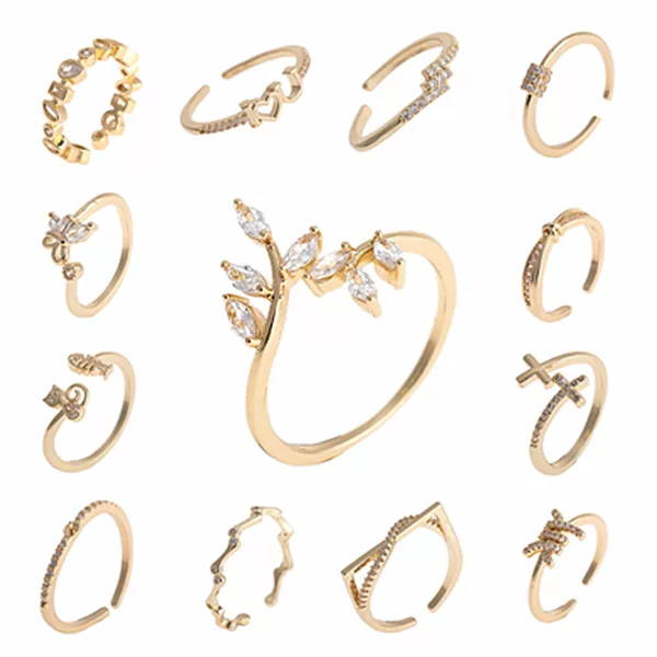 Niche High-grade Design Sense Light Luxury Copper Open Ring Women's Fashionable Geometric Micro-inlaid Zircon Ring