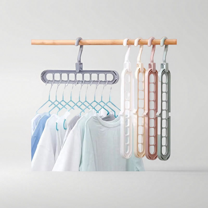 Magic Indoor Wardrobe Artifact Nine-hole Hanger Outdoor Drying Hanger Plastic Storage Hanger Hanger Hook