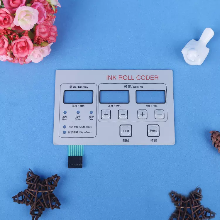 汇金专业生产PVC面板磨沙亮银PC体温计温控器仪表薄膜开关防水