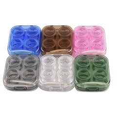 兩副裝按壓無擰蓋ins透明隱形眼鏡盒美瞳盒子簡約便攜雙聯伴侶盒