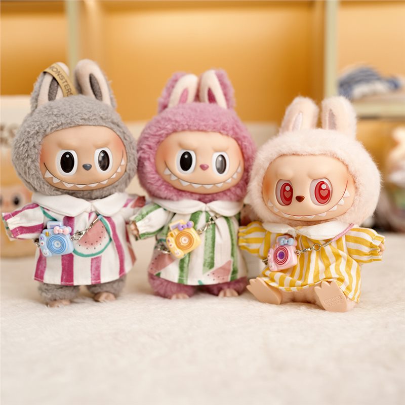 Labubu Pendant Doll Baby Clothes Toddler Spring Outing Suit Labubu Doll Plush Toy Doll Camera Dress up