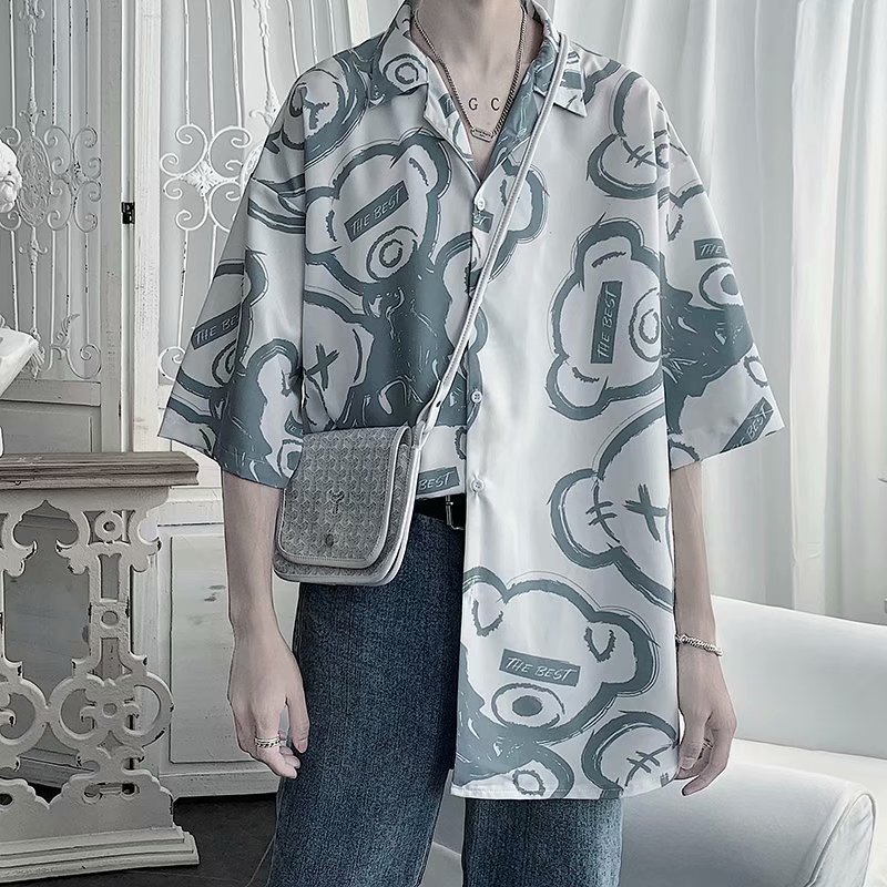 Thin silk summer shirt for leisure, 2021 collection, Korean style