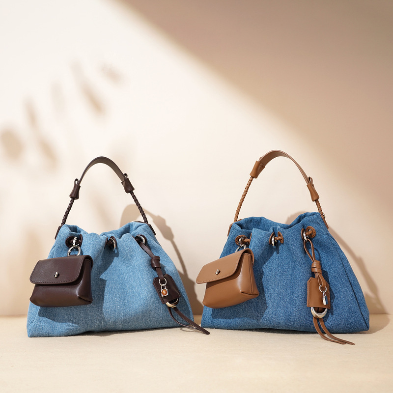 Denim Bag Women's 2025 Summer New Fashion Shoulder Crossbody Bag Casual All-match Portable Bucket Bag