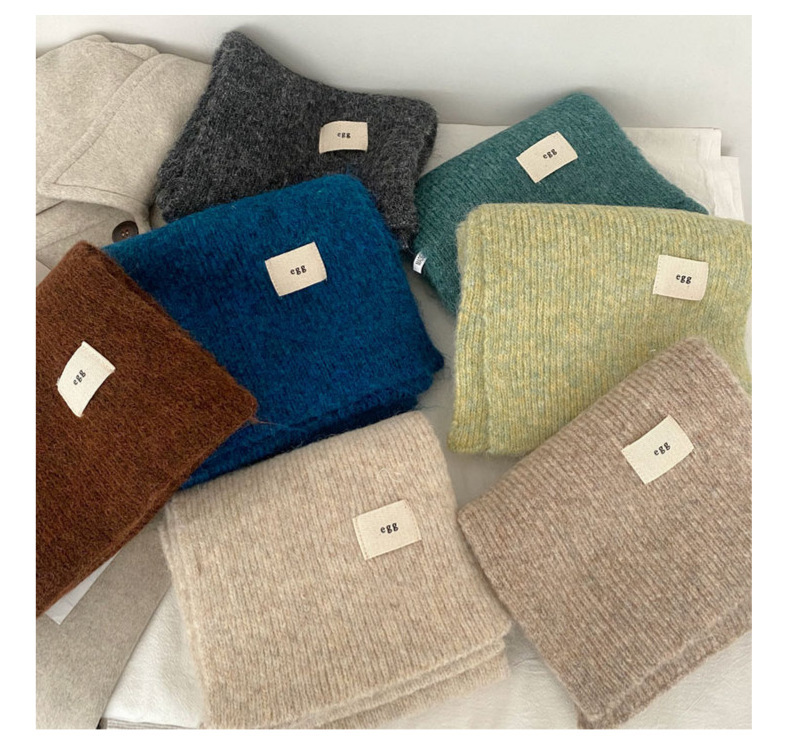 Contenant de la laine ~ Nouvelle écharpe en cachemire imitant un œuf gluant doux de couleur unie pour la chaleur hivernale en tricot de tempérament coréen_voghion.com