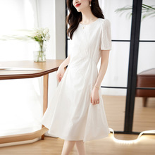 白色时尚连衣裙女2023年新款夏季流行气质修身显瘦裙子质感小个子
