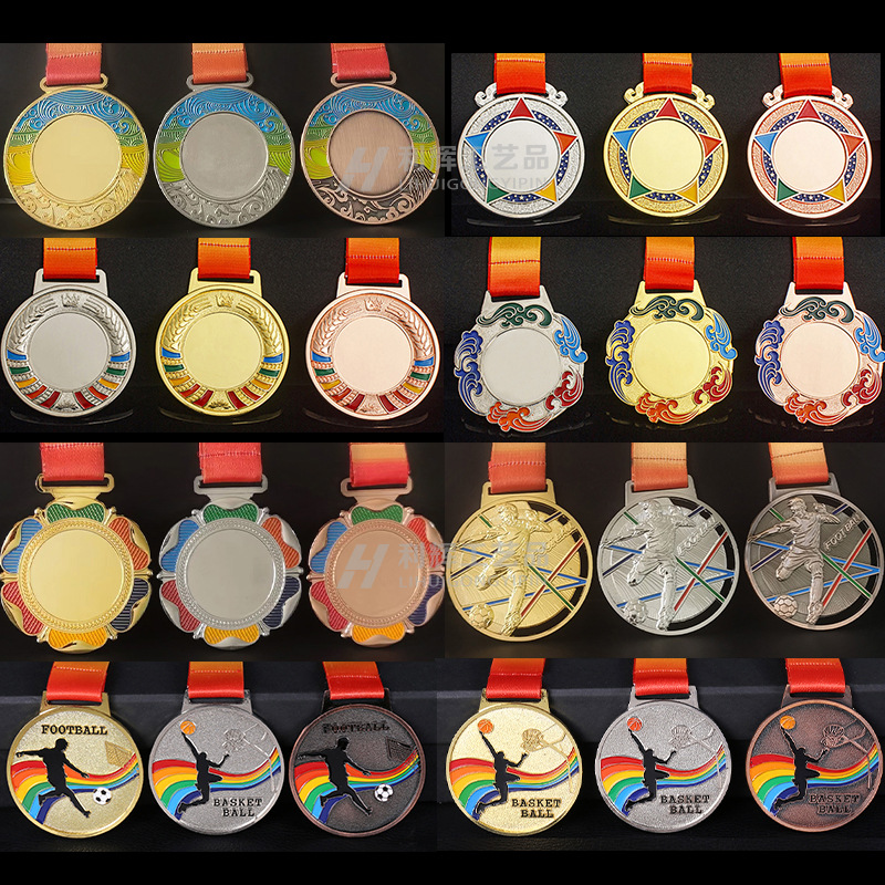 Medalla en stock al por mayor de metal pintura medalla conmemorativa personalizada actividad publicidad medalla pintura competencia medalla de oro