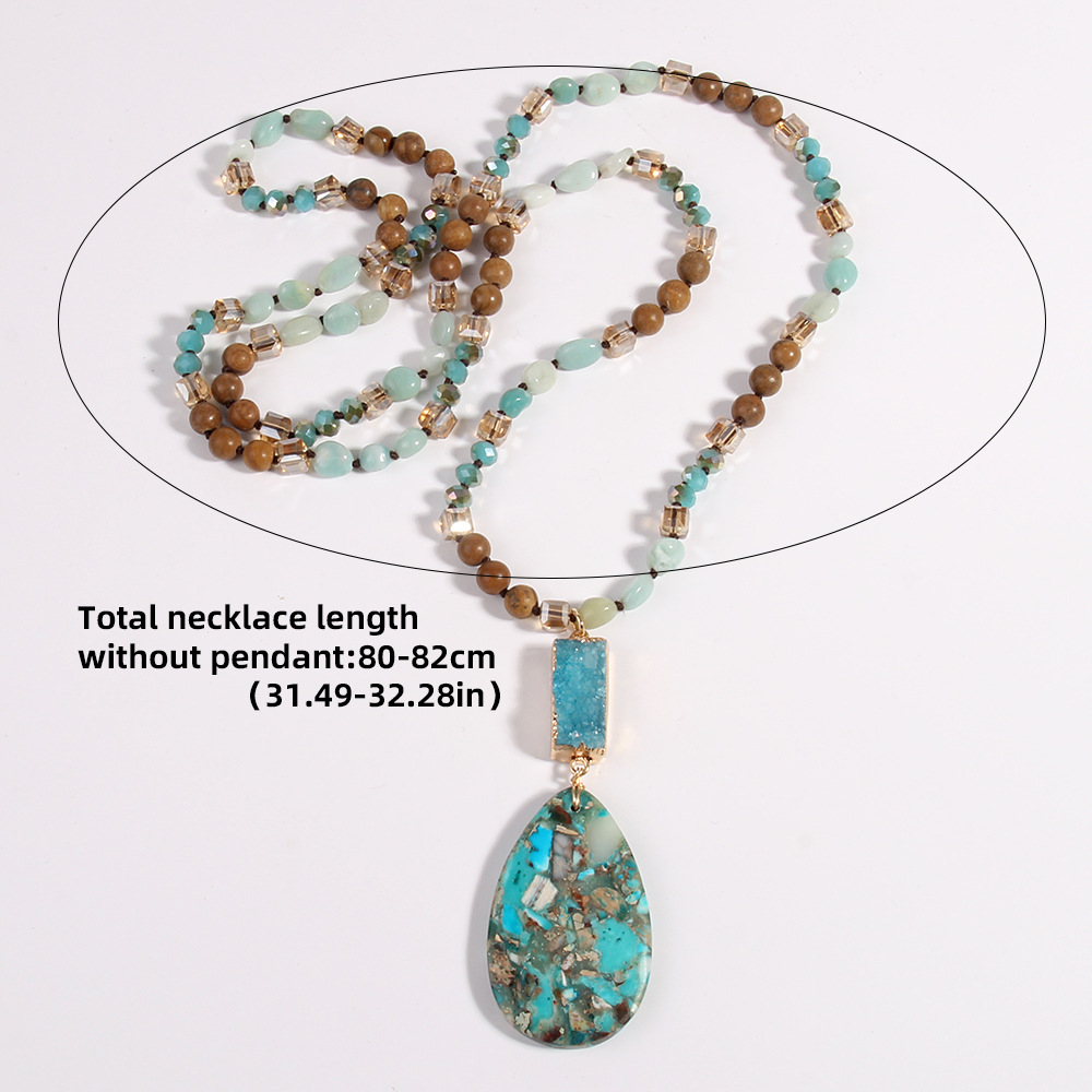 75g Weight Semi-precious stone, Natural Stone Pendant Material Sweater Chain Classification Semi-precious stone, Natural Stone Chain Material 1 Piece Quantity Daily Occasion Semi-precious stone, natural stone Material Water Droplets Pattern Unisex Gender Beaded Design Bohemian Style Bohemian Water Droplets Semi-precious Stone Natural Stone Sweater Chain In Bulk Natural Stone Necklace 无