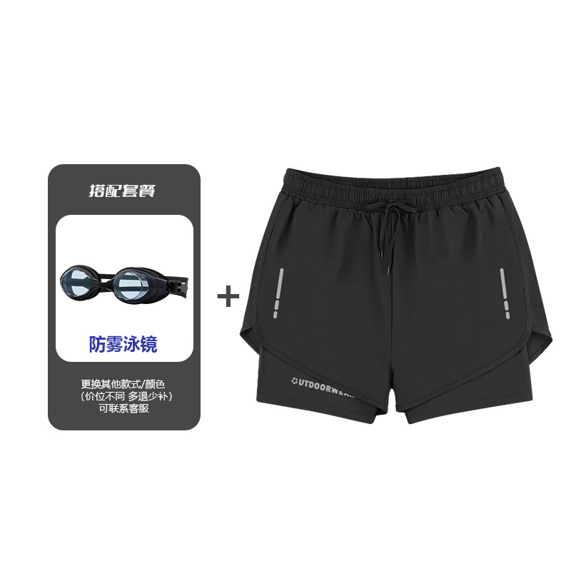 Traje de baño para hombres, secado rápido, entrenamiento y running, estilo playero, doble capa y antideslizante, venta al por mayor