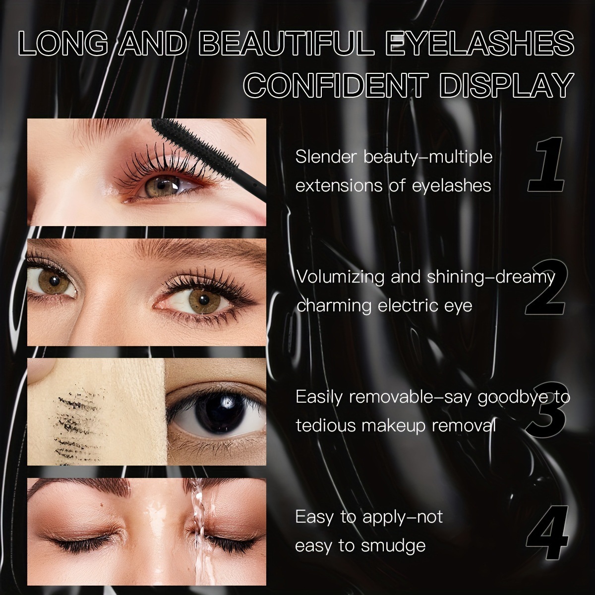 USHAS mascara espesa y delgada enroscada natural a prueba de agua MA1095F.