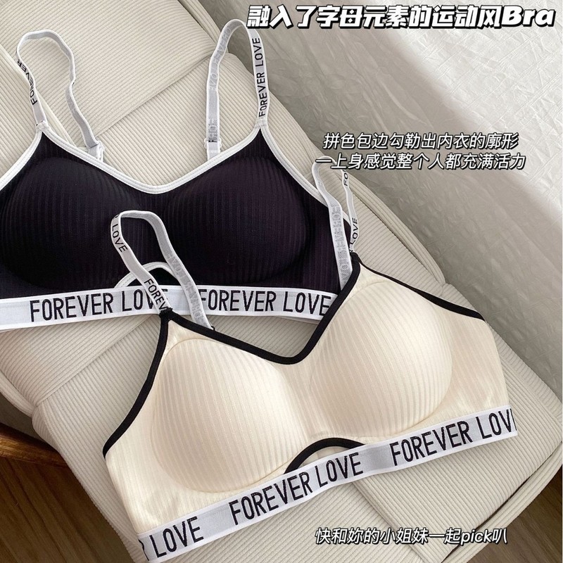 オリジナルの薄いファッショナブルなレタースポーツバック下着プッシュアップノンワイヤーたるみ防止胸縮小耐衝撃ランニングブラ|undefined