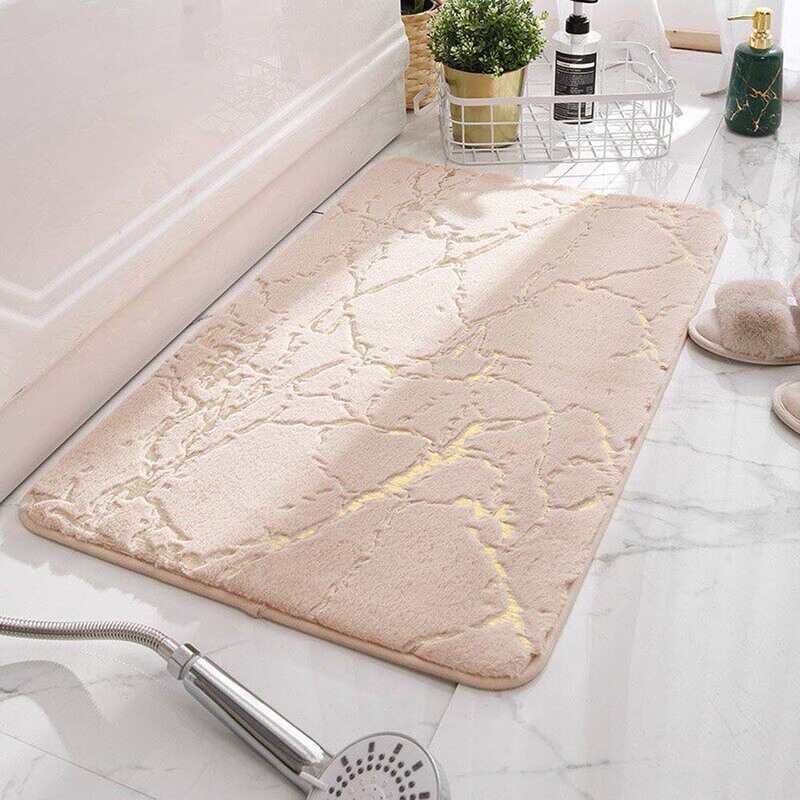 Cross-border foreign trade bathroom mat, easy to clean, high-end feel, water-absorbent and non-slip, gold-embossed bunny fur floor mat