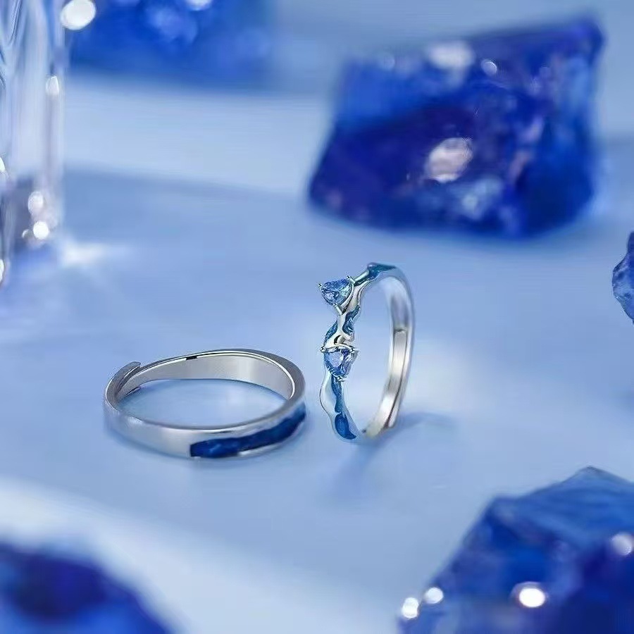 Klein Blue Couple Rings, a Pair of Niche Rings for Men and Women, 2026 New Model, Valentine's Day Gift for Girlfriend
