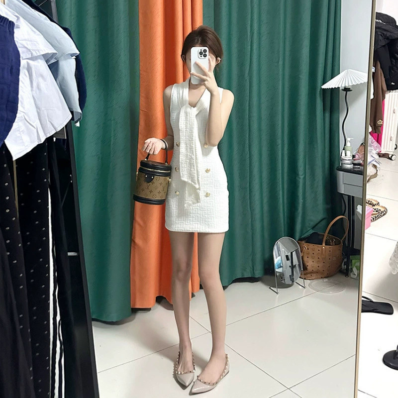 Модное платье в стиле Chanel с золотыми пуговицами, элегантное светское платье, летнее облегающее короткое платье.