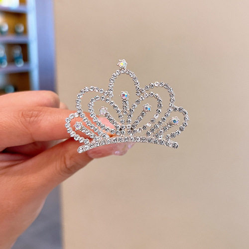 Girls' crown tiara children's Korean crown birthday performance princess baby rhinestone comb hairpin hairpin hair accessories