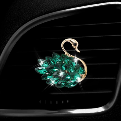 Crystal Swan Car Air: Car Perfume Aromatherapy - dark-green-swan-right