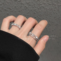 Cat's Eye Zirconium Double Opening Ring for Women, Elegant and Fashionable, Vibe for Friends, Ring forindex Finger, Retro and Stylish, Personalized Ring