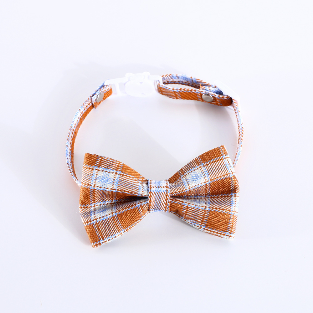 Pet Plaid English style bow tie collar anti-asfixia gato perro ajustable caballero bow collar