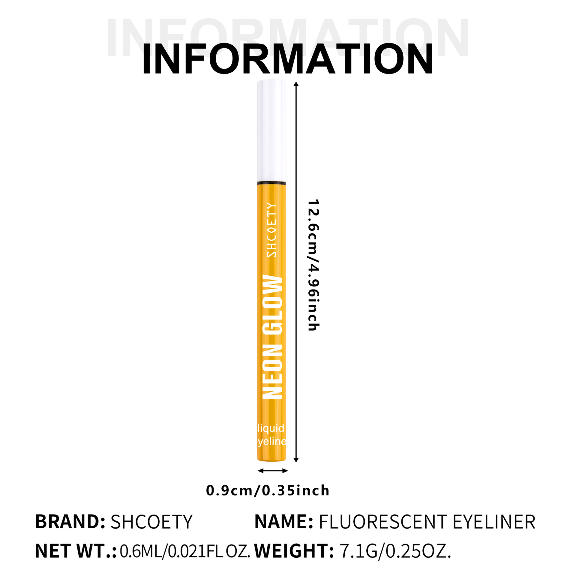 SHCOETY Halloween Colored Fluorescent Eyeliner, matte Luminous eyeliner Liquid Pen, painted face color, waterproof and sweat-proof Specification drawing