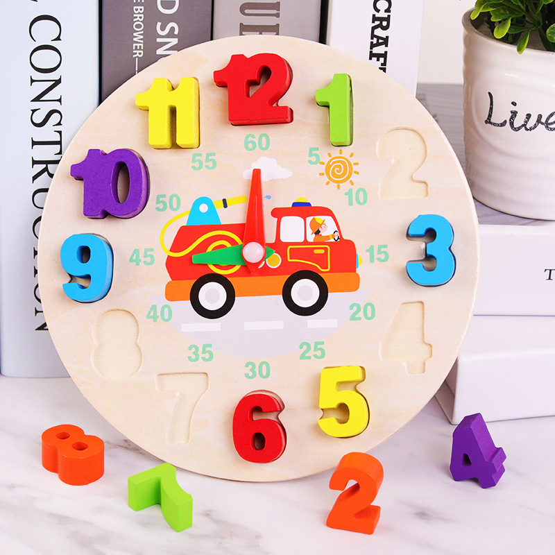 Building Block Clock for Kids, Child Digital Puzzle, Shape Matching, Baby Early Education, Educational Toys, Multifunctional Geometric Cognitive Toy