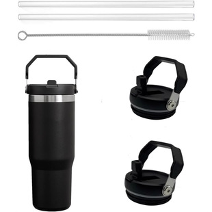 Cross-border in stock threaded handle single drink lid 30oz car cup lid portable sealed leak-proof simple plastic lid