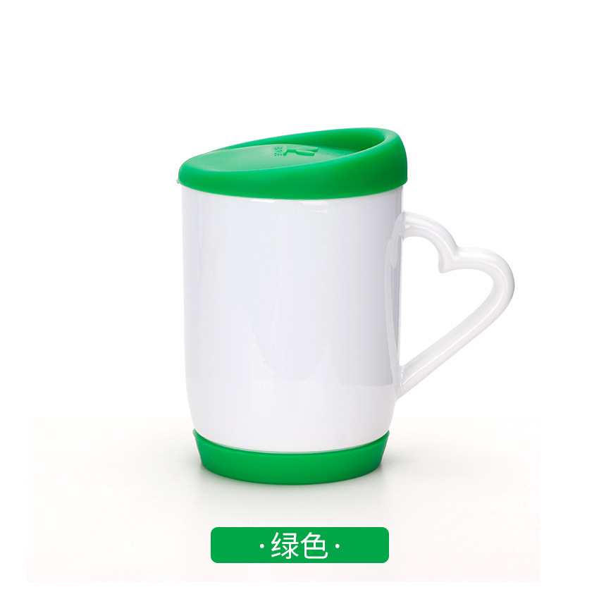 Taza blanca de transferencia de calor Taza con tapa de silicona Diy Taza de impresión personalizada Taza publicitaria Taza de cerámica en blanco