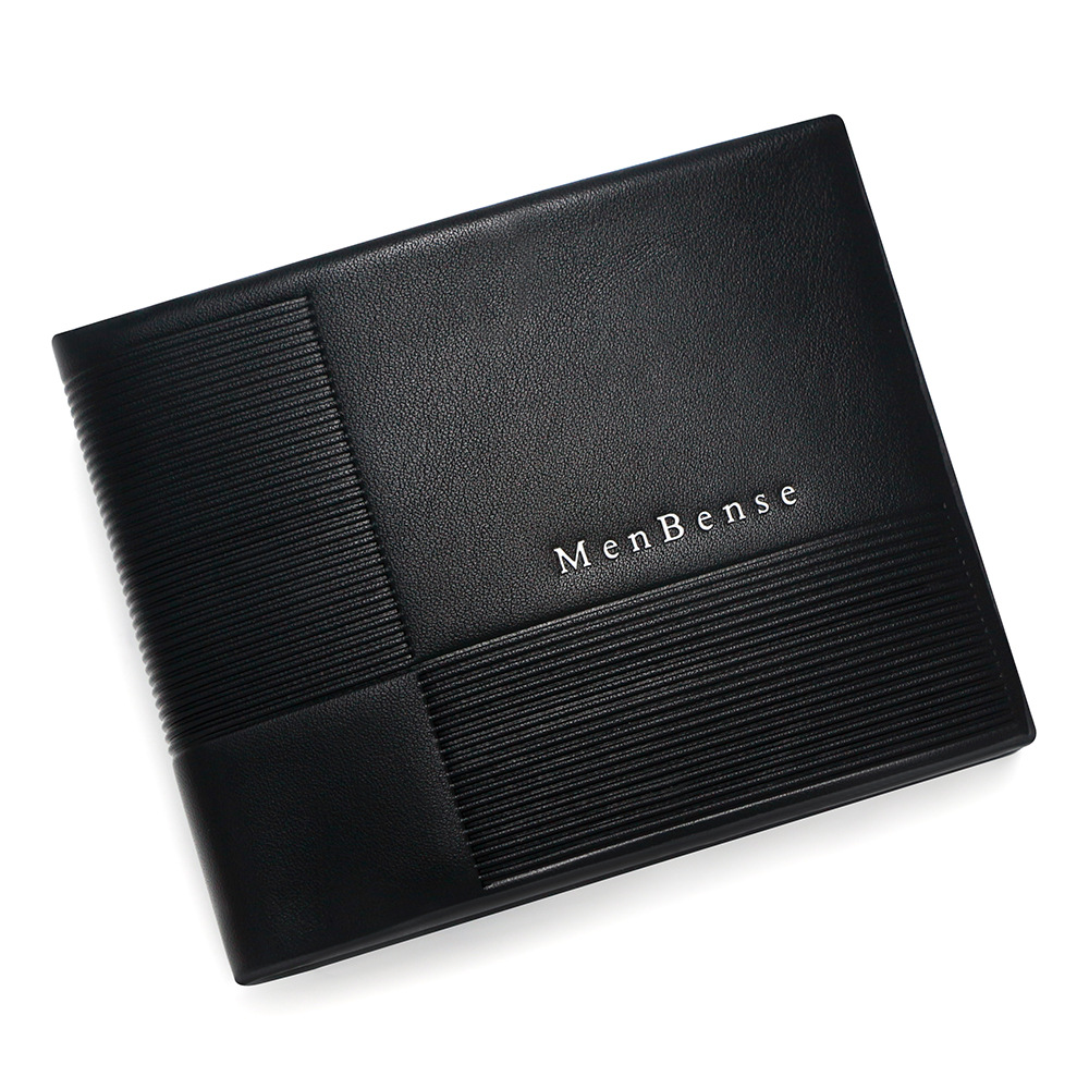 Nuevo cross-border hombre de negocios cartera corta bisagra horizontal bolso de tres plegables hombre cartera de línea oscura bolsa de cambio clip