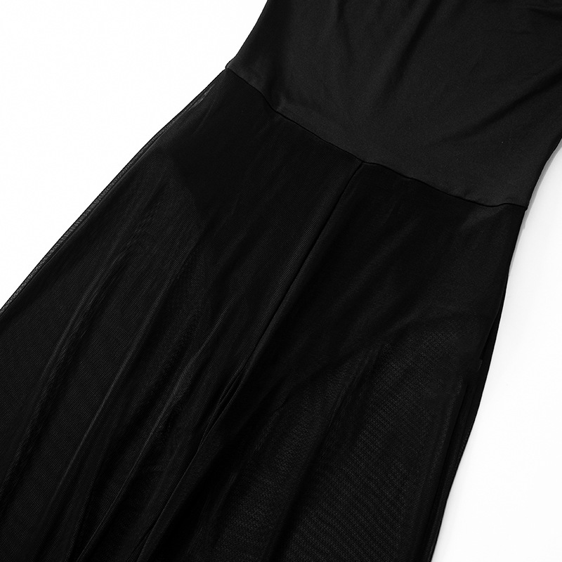 Women Clothing Autumn Winter Sleeveless Slim Fitting Patchwork See through Jumpsuit