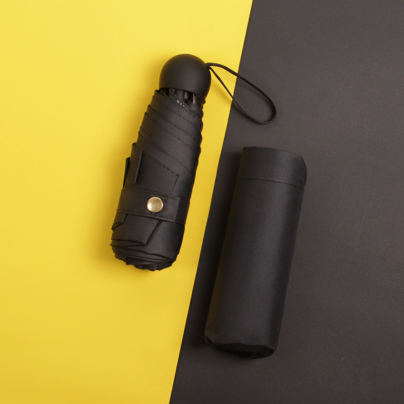 Paraguas a prueba de sol para mujer paraguas a prueba de sol a prueba de rayos UV de doble uso de cinco veces mini pequeño paraguas portátil plegable cápsula