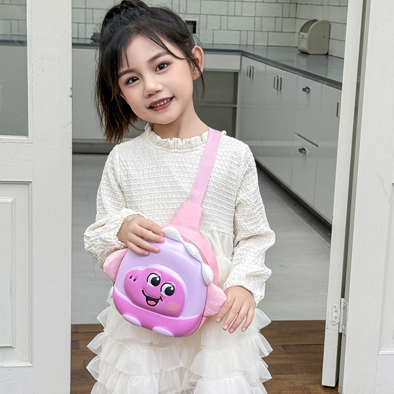 Caricatura lindos dinosaurios niños bolsas de pecho de cáscara de huevo ligera, mochila para niños y niñas, jardín de infantes, mochila para bebés