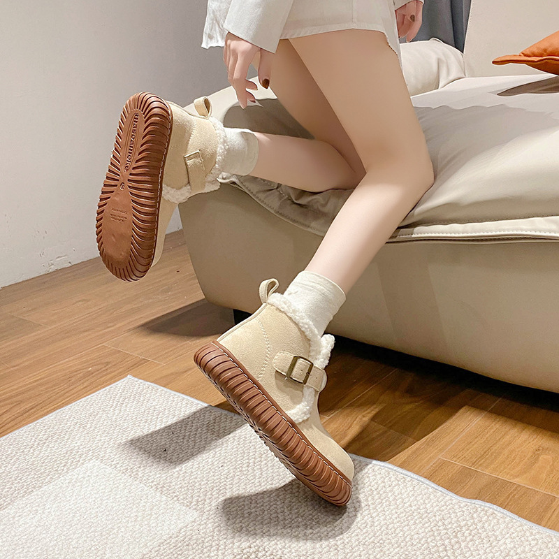 加绒加厚保丑萌防滑面包棉鞋潮秋冬季2025新款东北厚底女士雪地靴|undefined