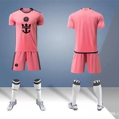 粉色足球服新款迈阿密梅10号透气速干球迷版成人运动男女球衣