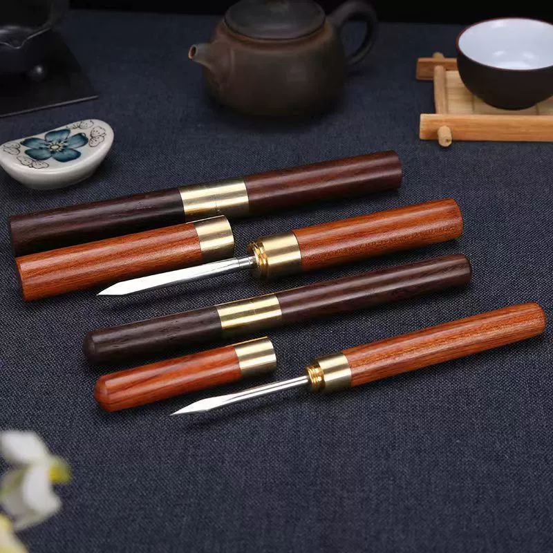 Wholesale stainless steel tea knife Damascus tea knife pry tea cake tool tea set ebony rosewood tea knife