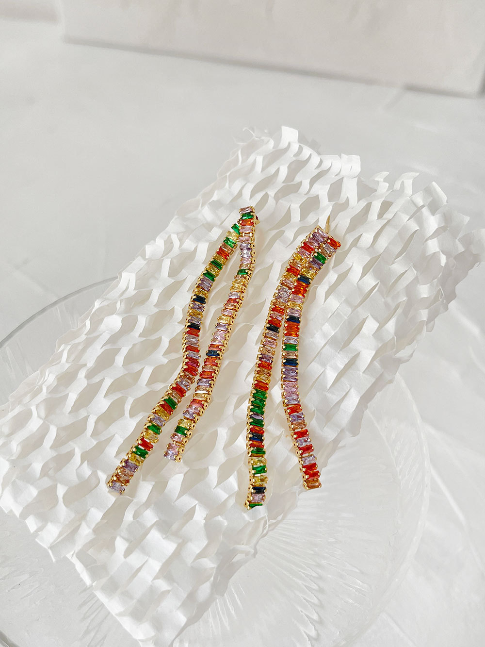 Fashion Tassel Copper Plating Inlay Zircon Drop Earrings 1 Pair