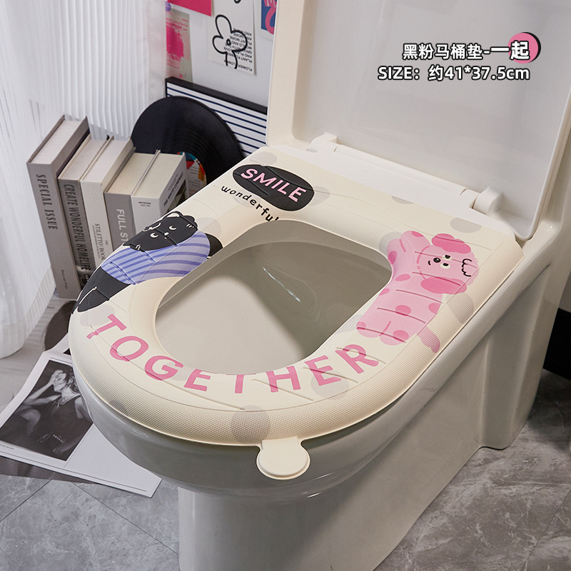 Eva estera del inodoro hogar dibujos animados impermeable cuatro estaciones suministros baño engrosada desechable adhesivo lavadora