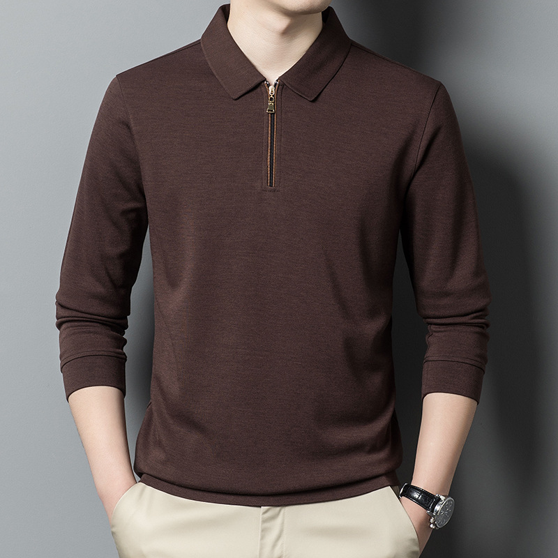Brand Men's Cashmere Polo Shirt Spring & Fall Business Casual Middle-Aged Dad Tops No-Iron Versatile Men's T-Shirt Brand Men's Cashmere Polo Shirt Spring & Fall Business Casual Middle-Aged Dad Tops No-Iron Versatile Men's T-Shirt