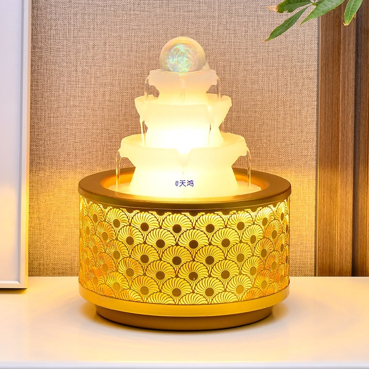 八方来财倒流水摆件水晶球喷泉桌面循环长流水生财风水轮